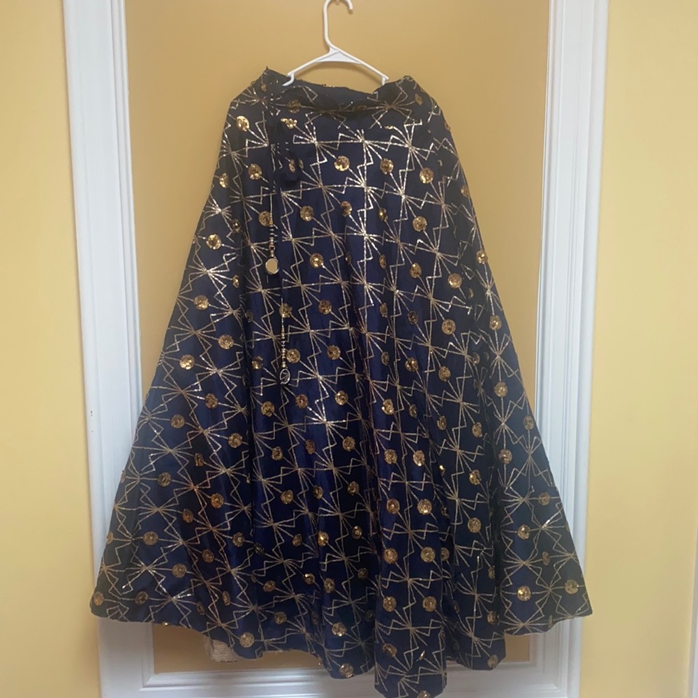 Blue and gold lehenga